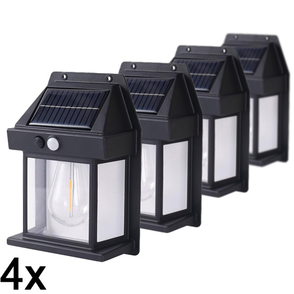 4x Solarnа lampa zewnętrzna – nie wymaga okablowania | FLUXLAMP